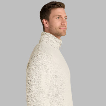 Mens Oatmeal Fuzzy Quarter Zip