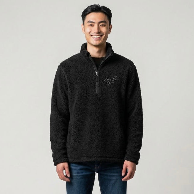 mens black fuzzy quarter zip