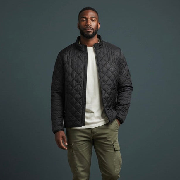 mens quilted black jacket