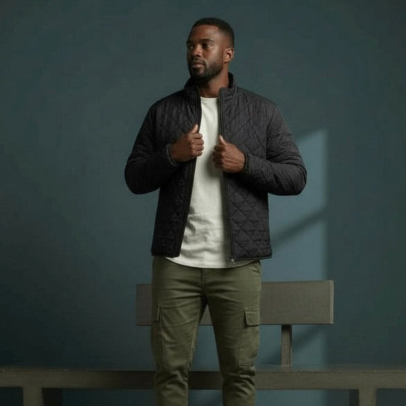 mens quilted black jacket