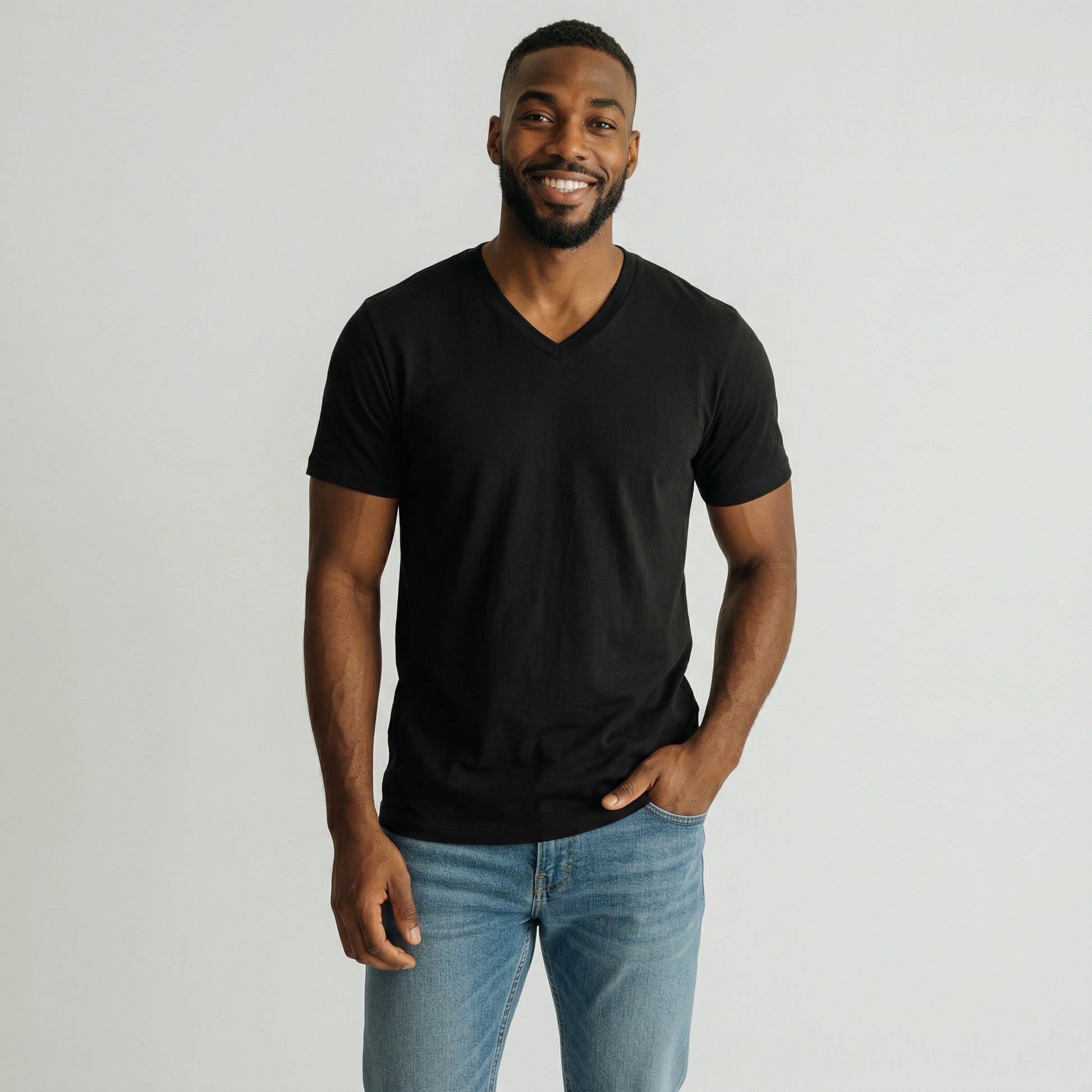 mens black v neck t shirt