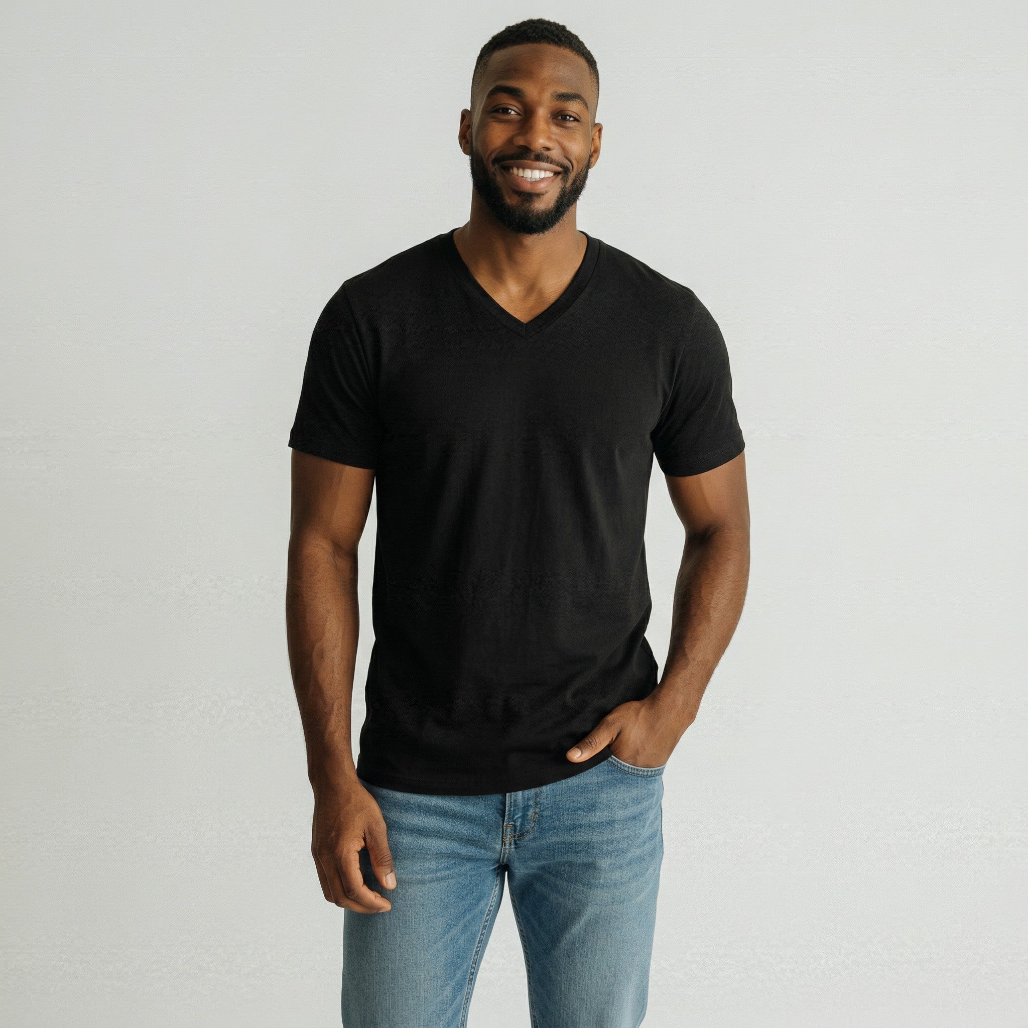 mens black v neck t shirt