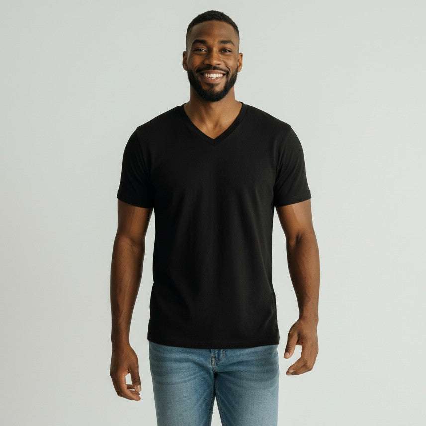 mens black v neck t shirt
