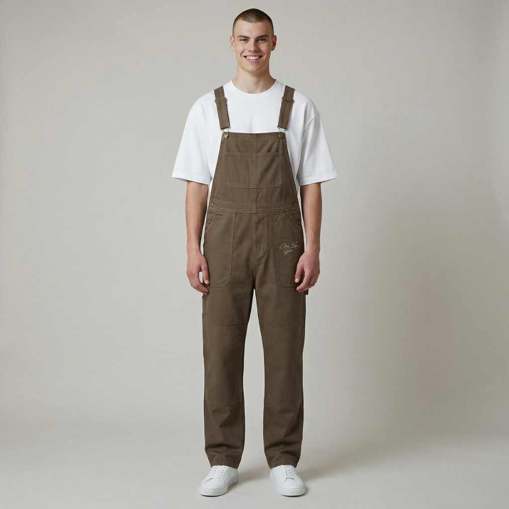 mens brown canvas overalls
