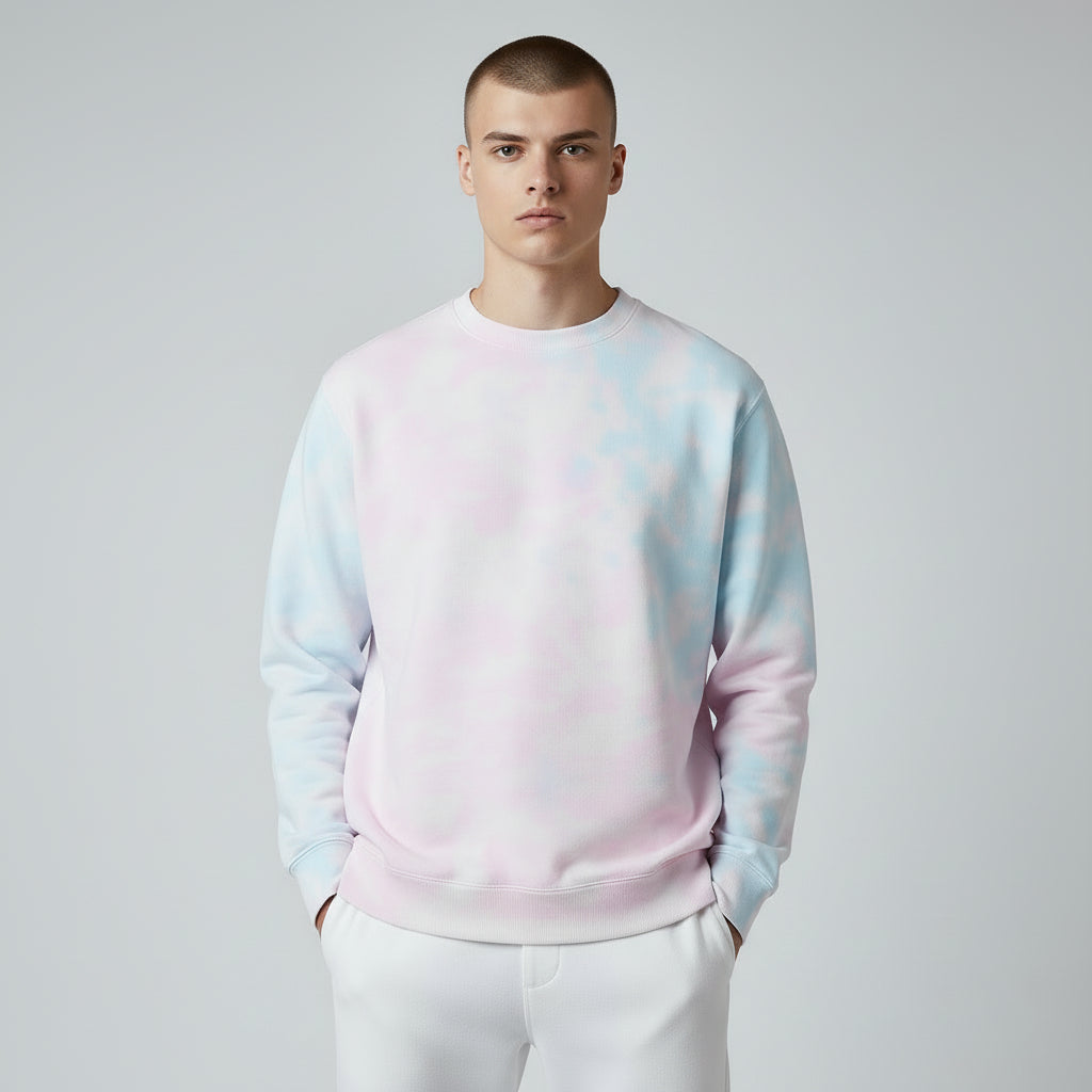 mens cotton candy tie dye long sleeve sweatshirt