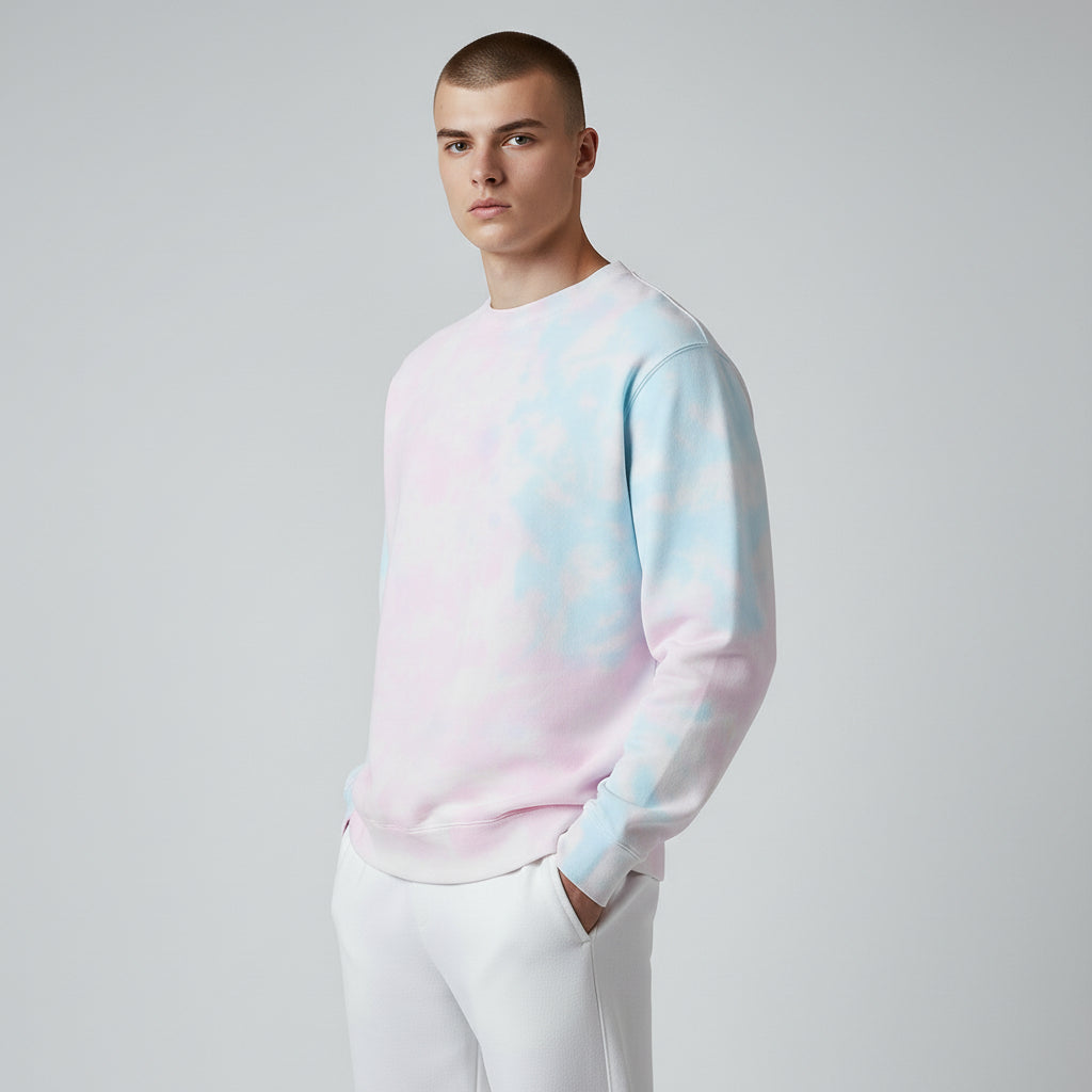 mens cotton candy tie dye long sleeve sweatshirt