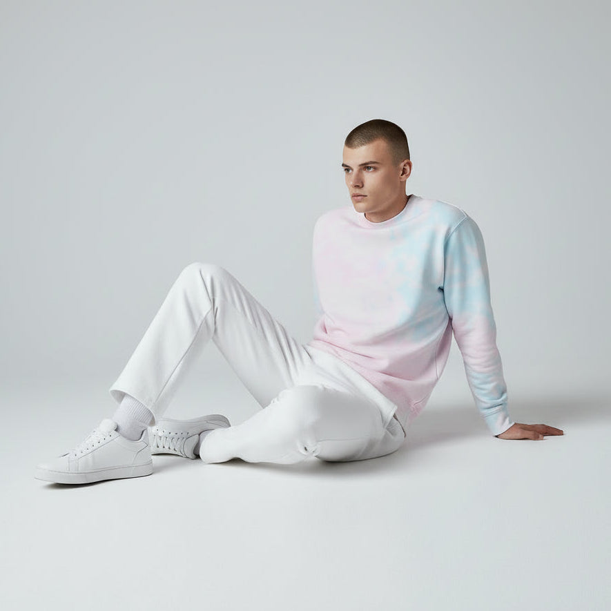 mens cotton candy tie dye long sleeve sweatshirt