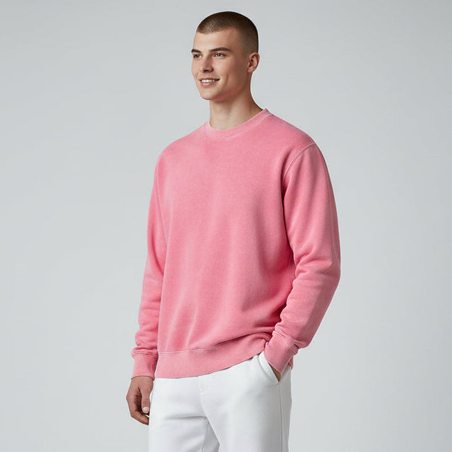mens cotton pink long sleeve sweatshirt