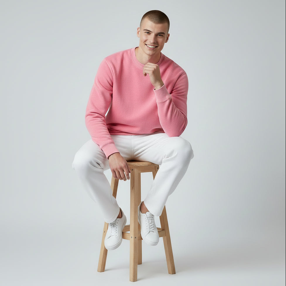 mens cotton pink long sleeve sweatshirt