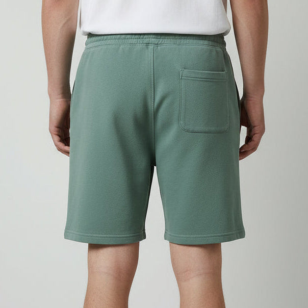 mens forest green fleece sweatshorts