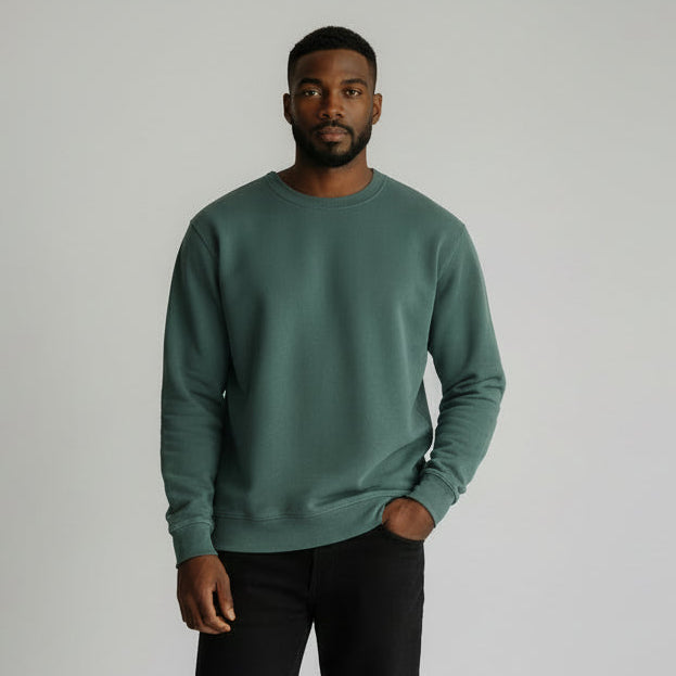 mens green cotton long sleeve sweatshirt