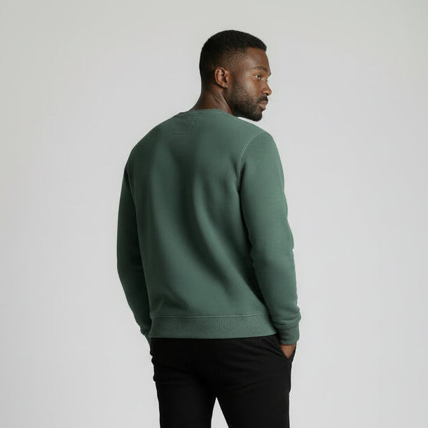 mens green cotton long sleeve sweatshirt