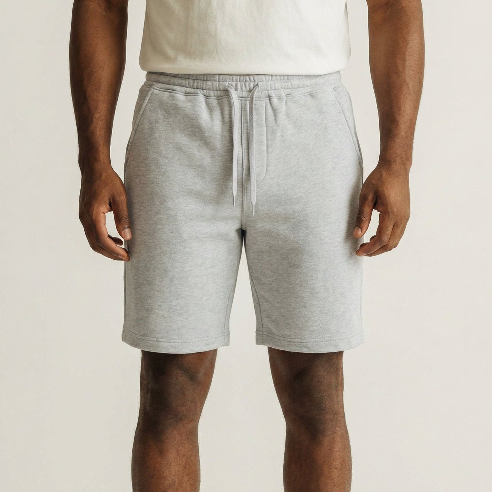 mens grey fleece sweatshorts