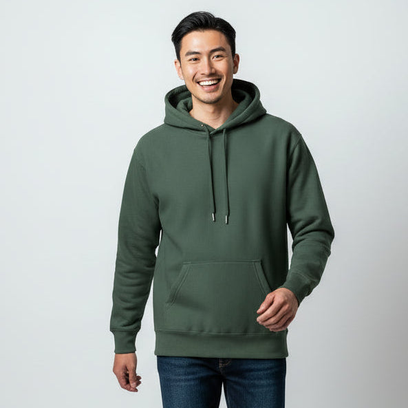 mens heavyweight green hoodie