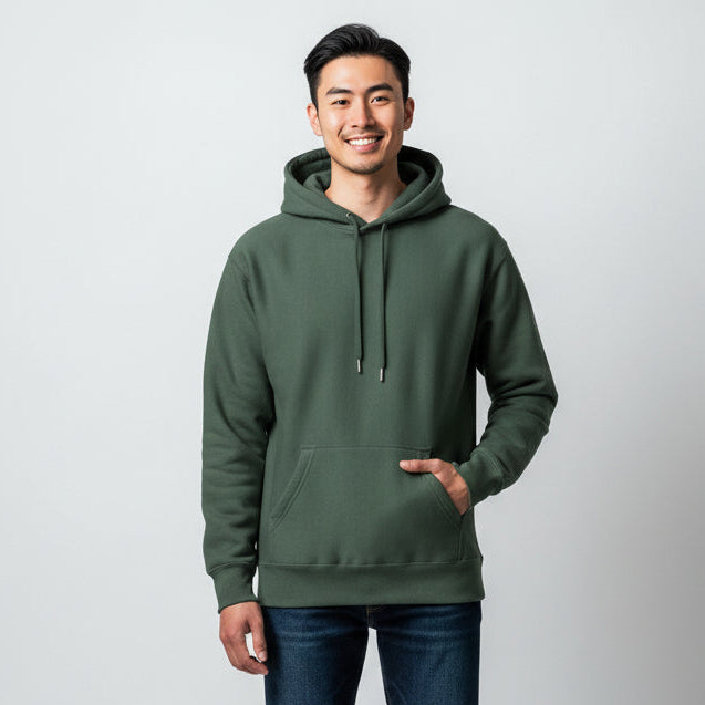 mens heavyweight green hoodie