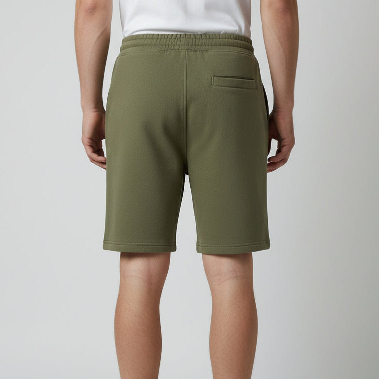 mens military green fleece sweatshorts
