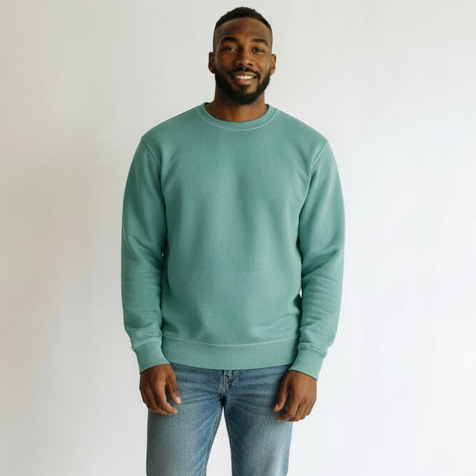 mens mint colored cotton long sleeve sweatshirt