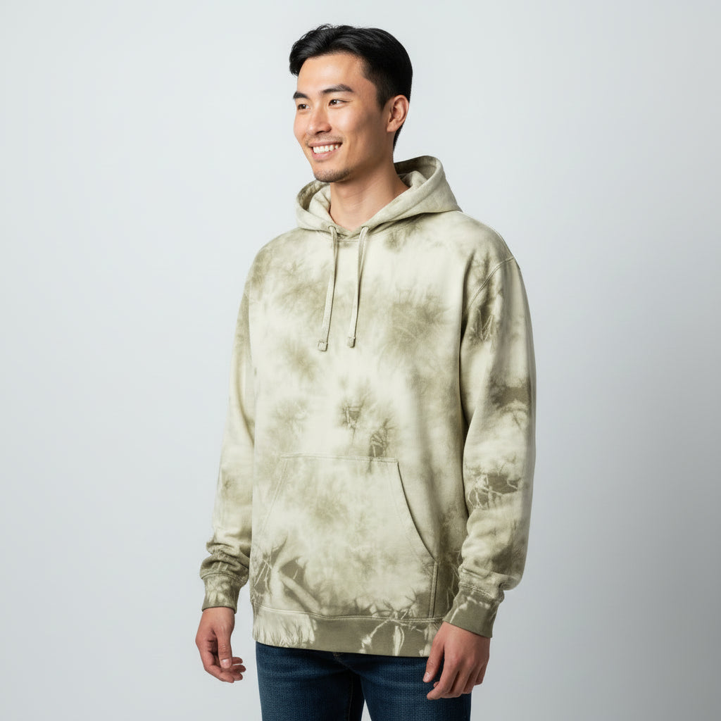 mens olive tie dye hoodie