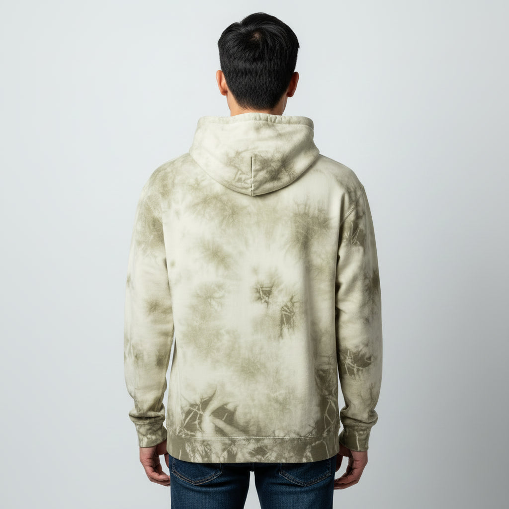 mens olive tie dye hoodie