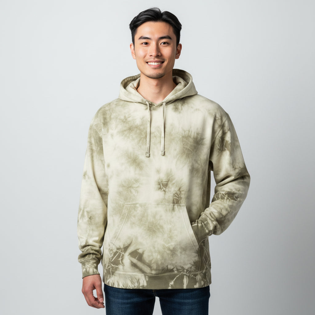 mens olive tie dye hoodie
