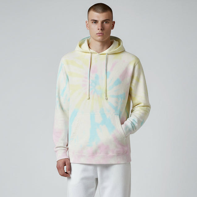 mens pigment dyed sunset swirl tie dye hoodie