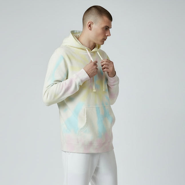 mens pigment dyed sunset swirl tie dye hoodie