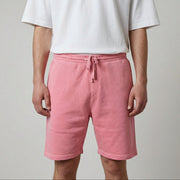 mens pink fleece sweatshorts