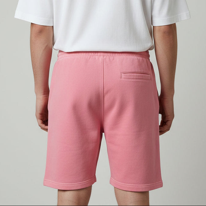 mens pink fleece sweatshorts