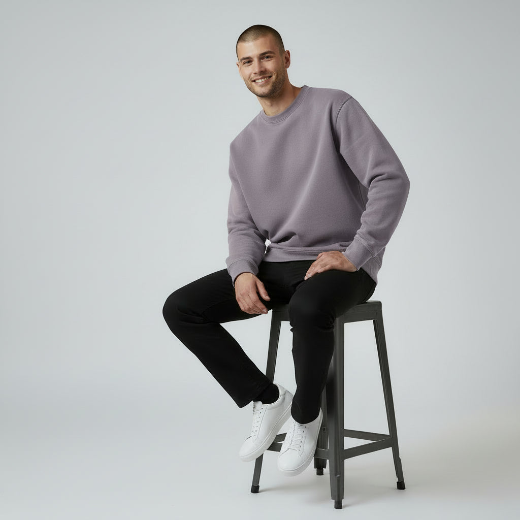 mens purple cotton long sleeve sweatshirt