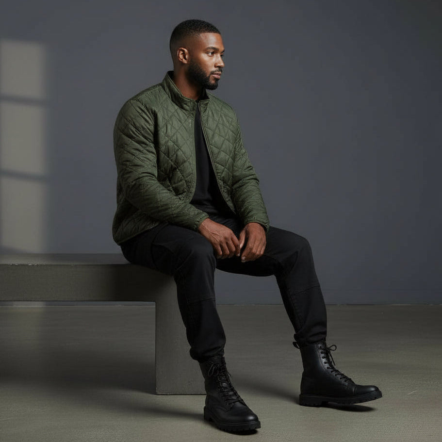 mens quilted green jacket