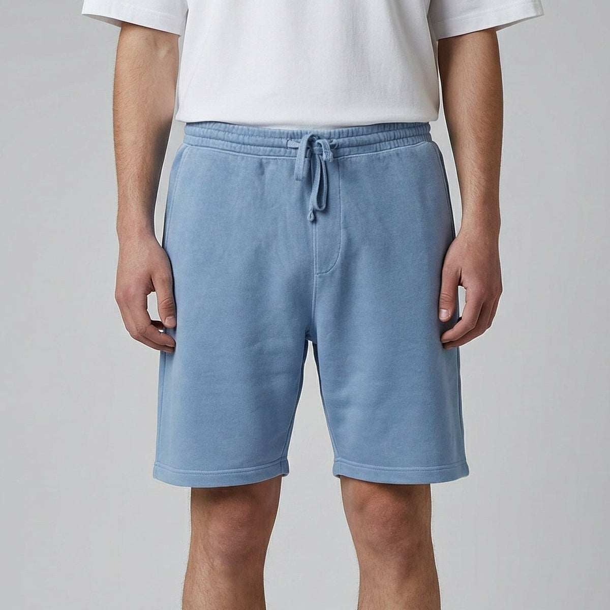 mens slate blue fleece sweatshorts