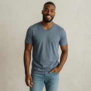 mens slate blue v neck t shirt