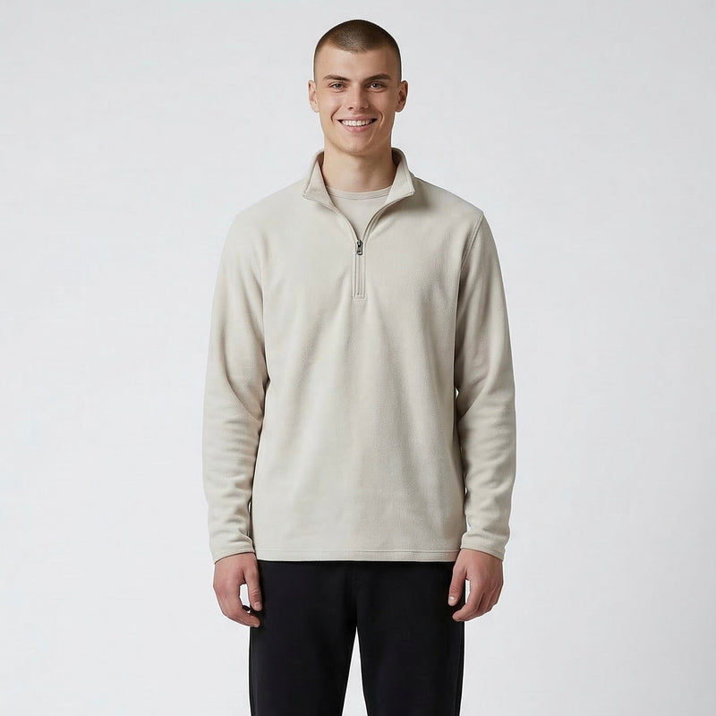 mens white athleisure quarter zip