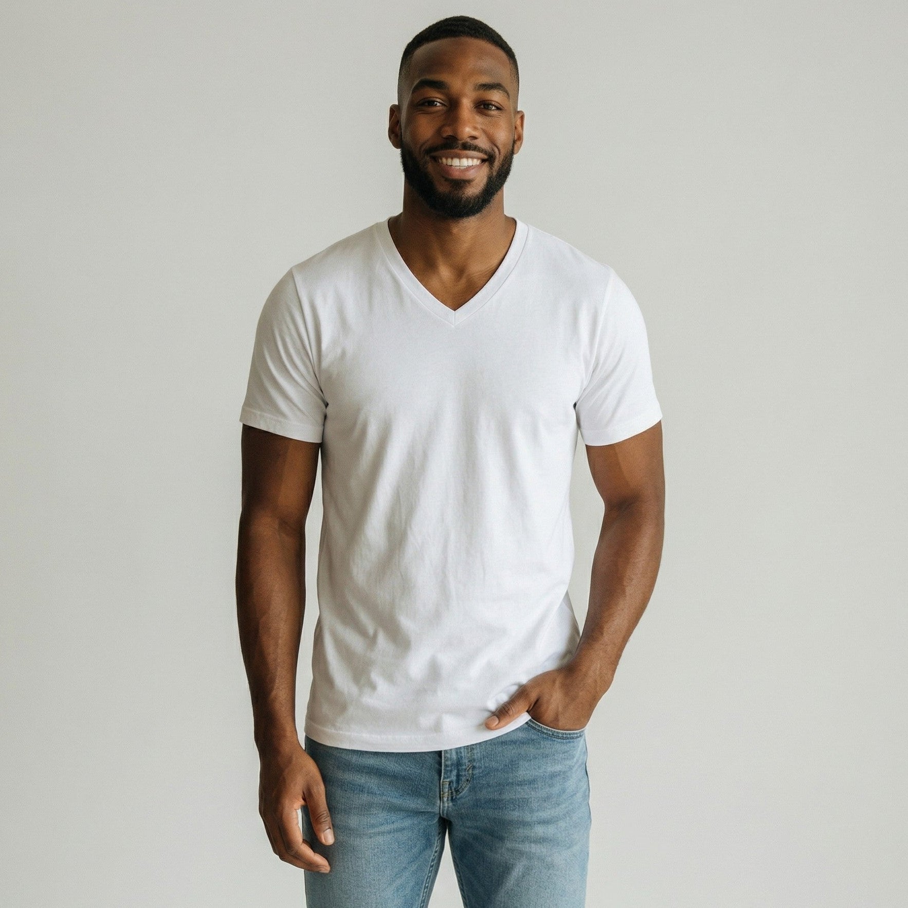 mens white v neck t shirt