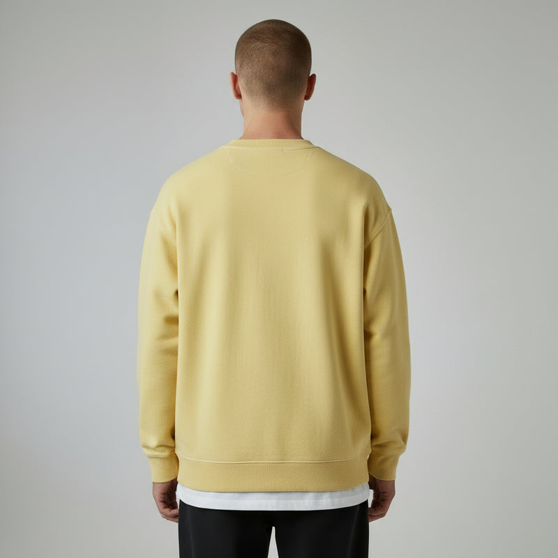 mens yellow cotton long sleeve sweatshirt