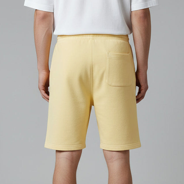 mens yellow fleece sweatshorts