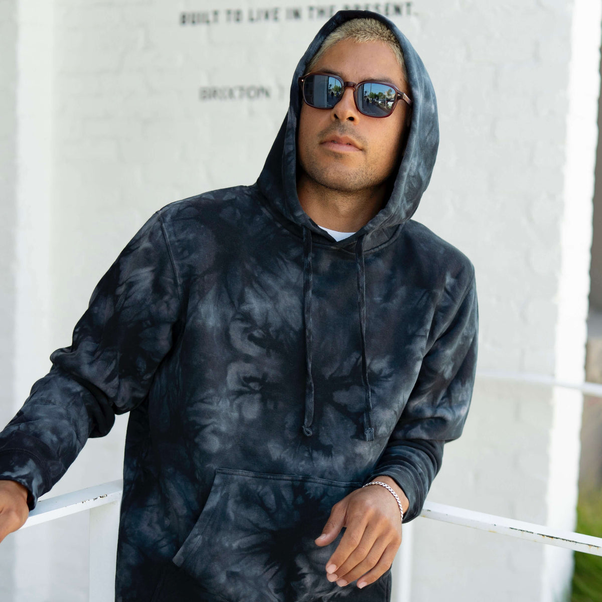Mens Black Tie Dye Hoodie