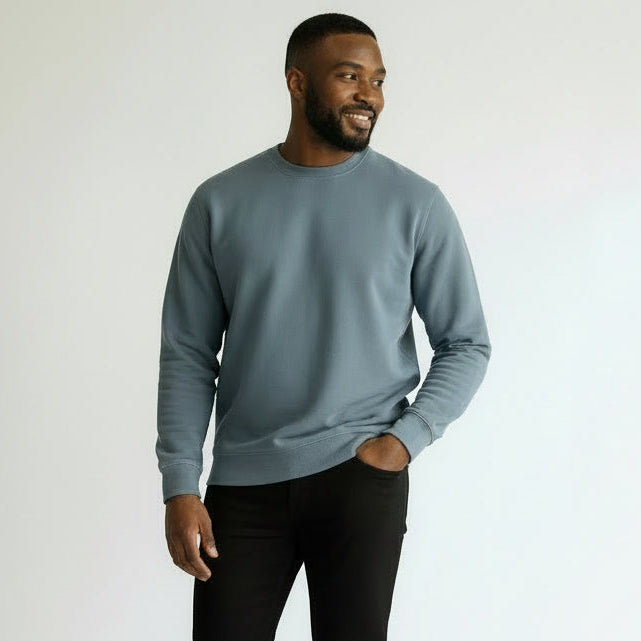 Mens cotton long sleeve blue sweatshirt