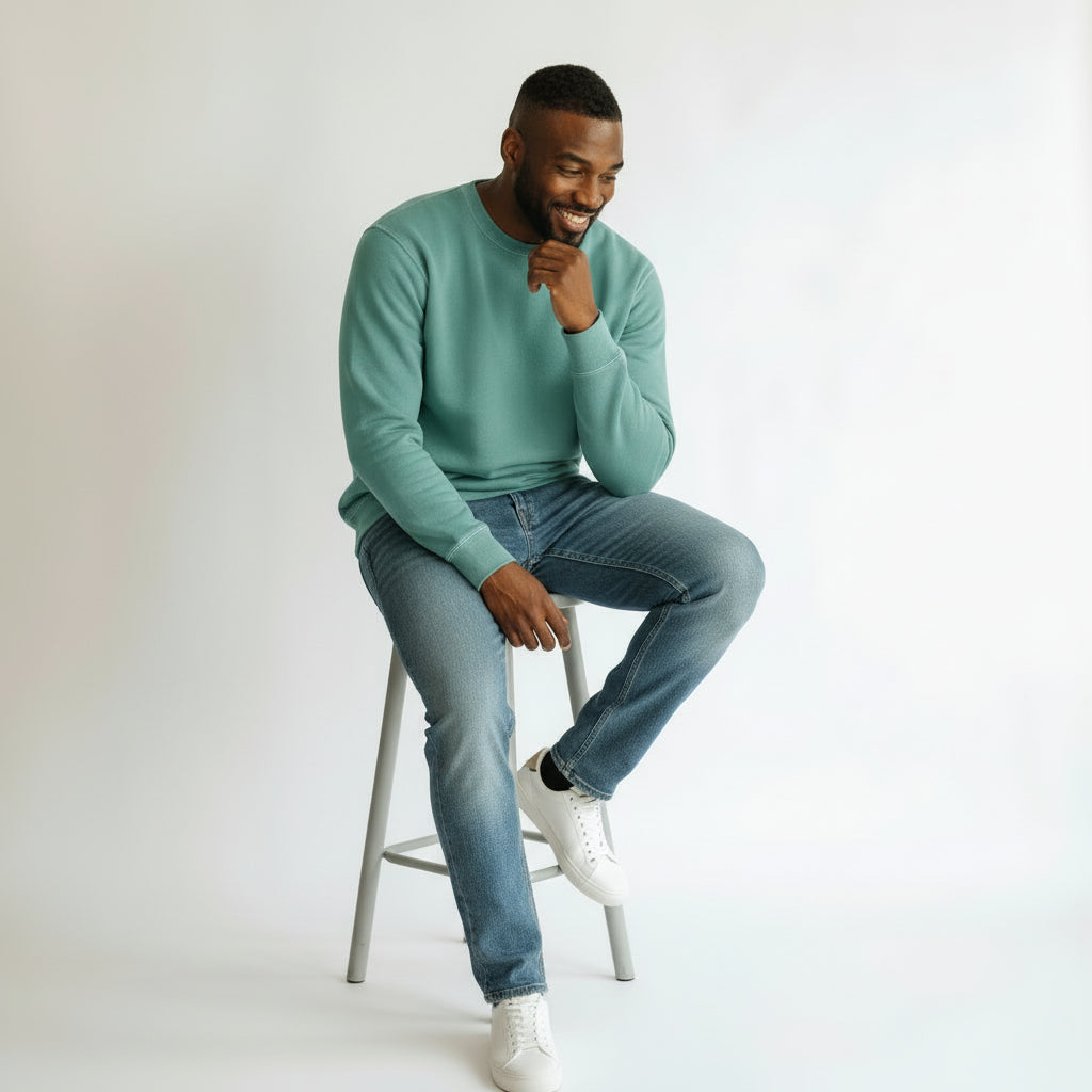 mens mint colored cotton long sleeve sweatshirt