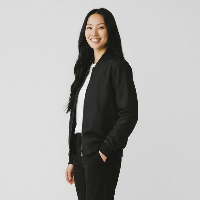 womens black bomber jacket
