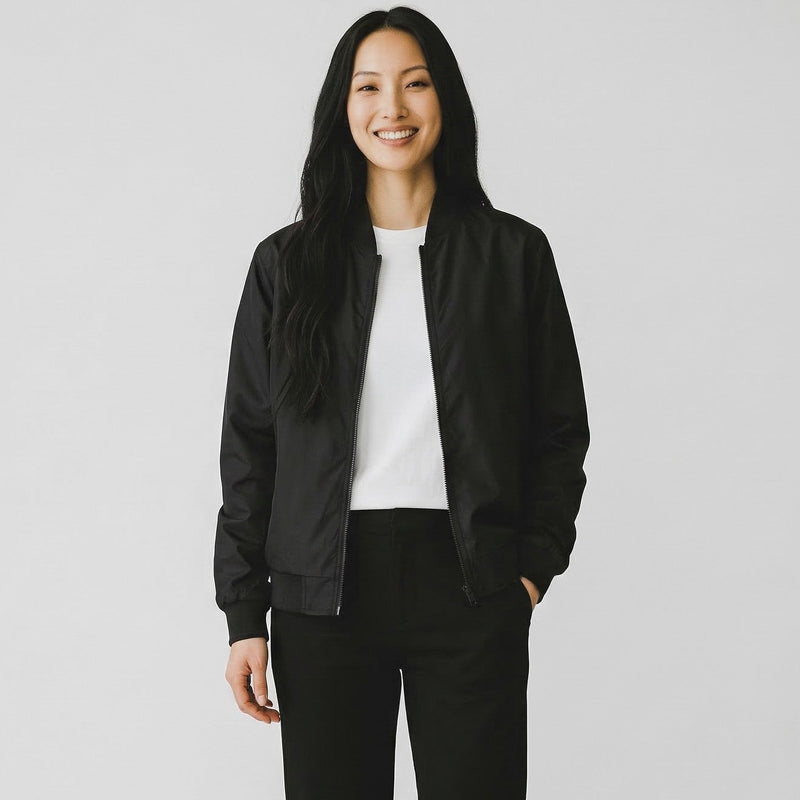 womens black bomber jacket 02