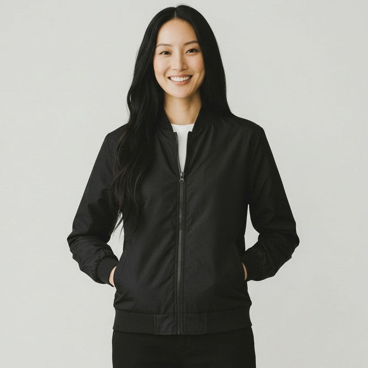 womens black bomber jacket 03