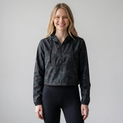 womens black camo crop windbreaker