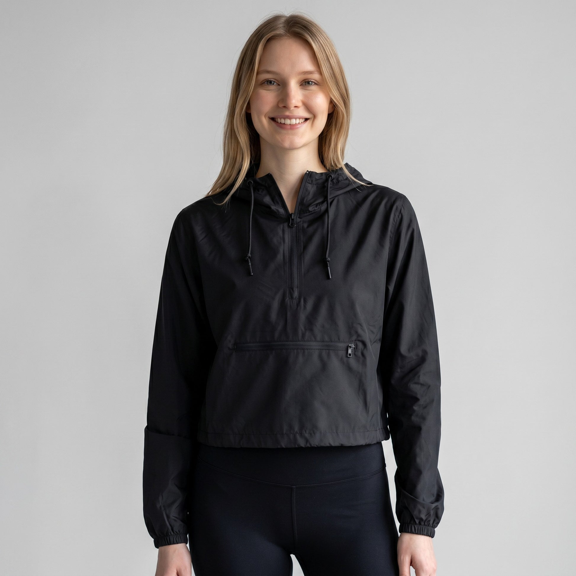 womens black crop windbreaker