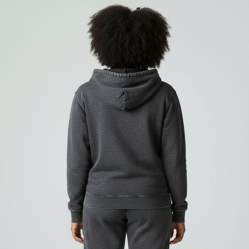 womens black mineral wash hoodie