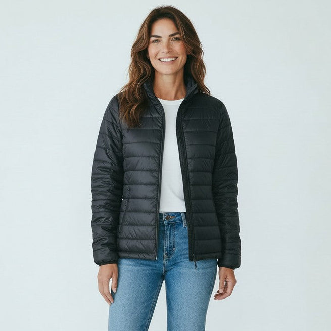 womens black puffer jacket