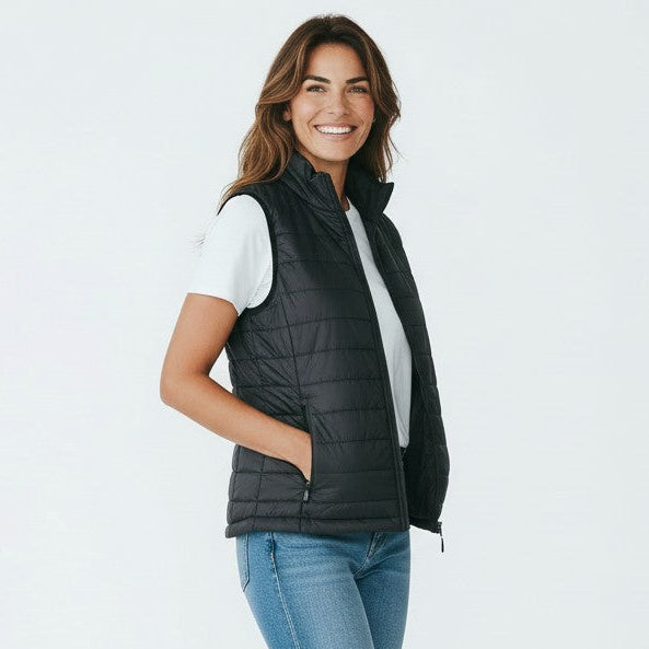 womens black puffer vest