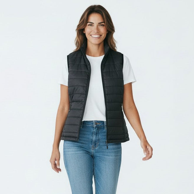 womens black puffer vest