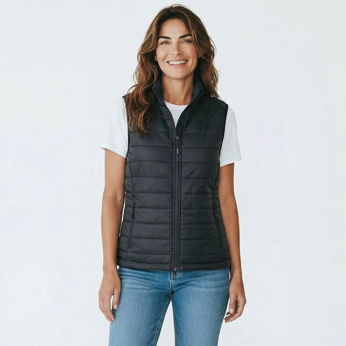 womens black puffer vest