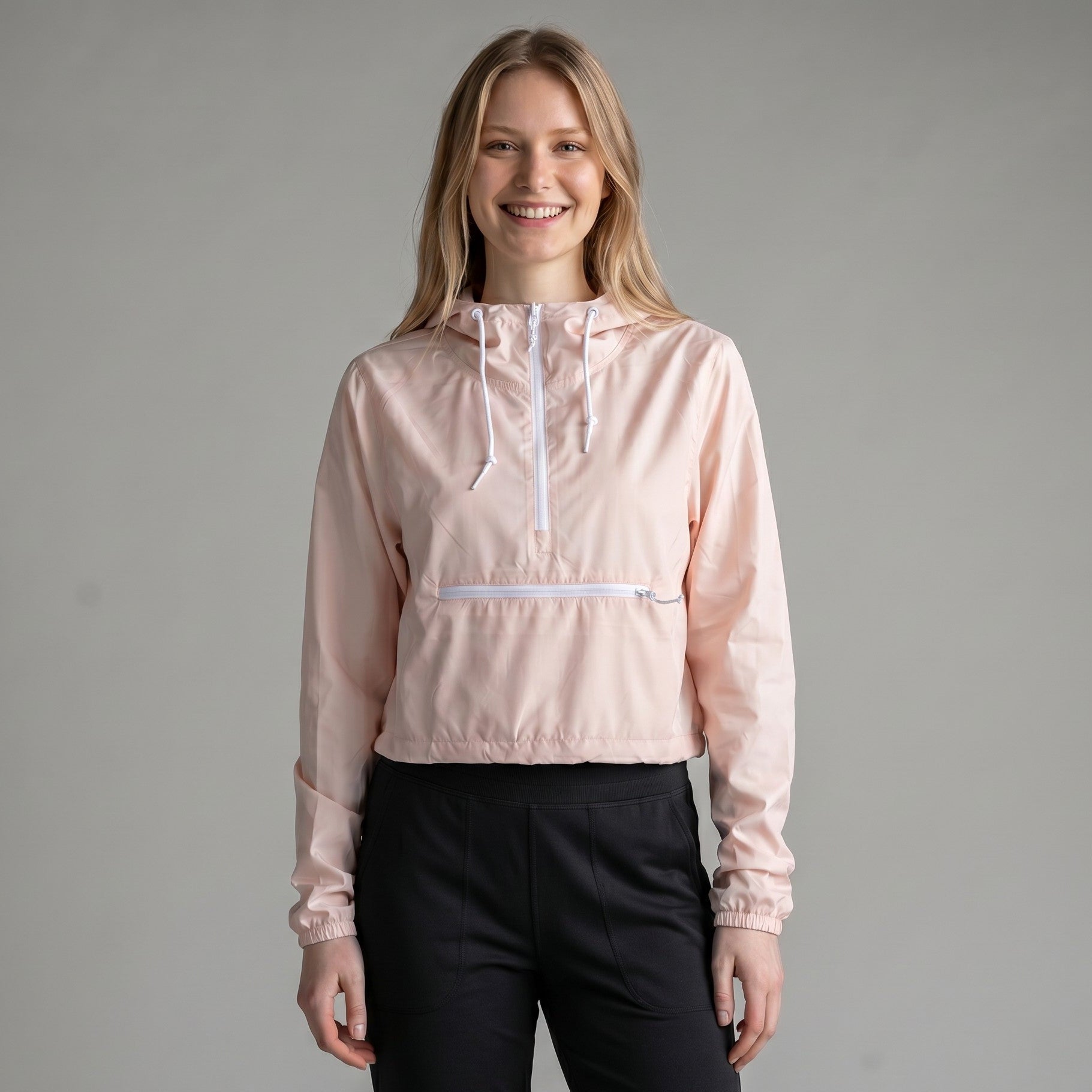 womens blush crop windbreaker